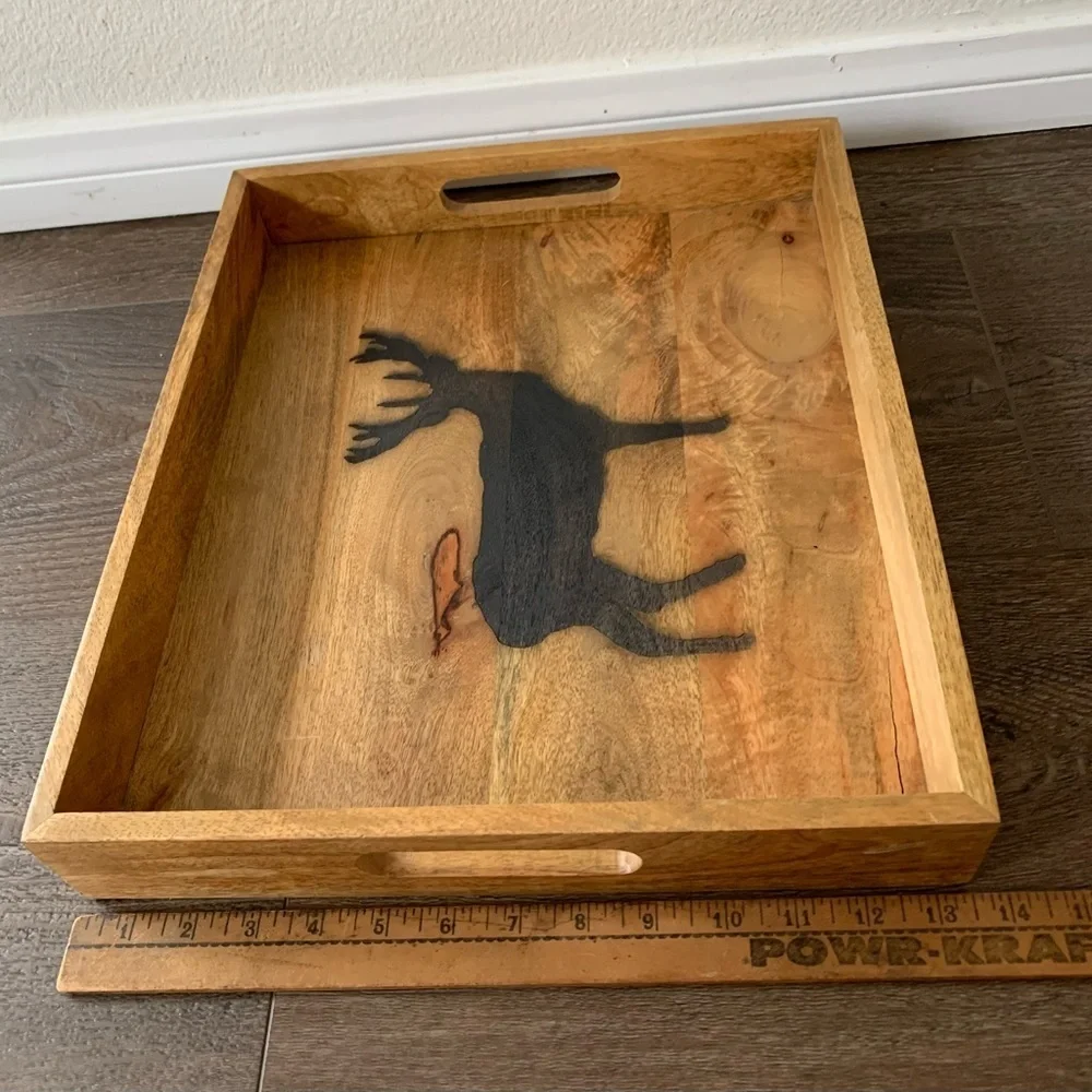 Wooden Tray with Deer Design